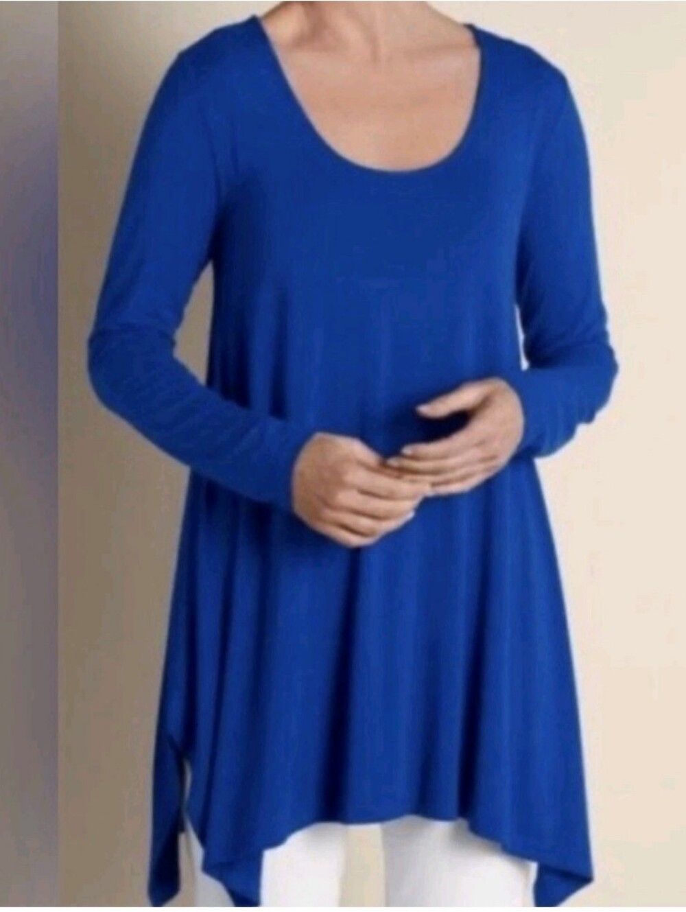 Soft Surroundings Scoop Neck Long Sleeve Tunic in Bright Royal Blue Sz XL